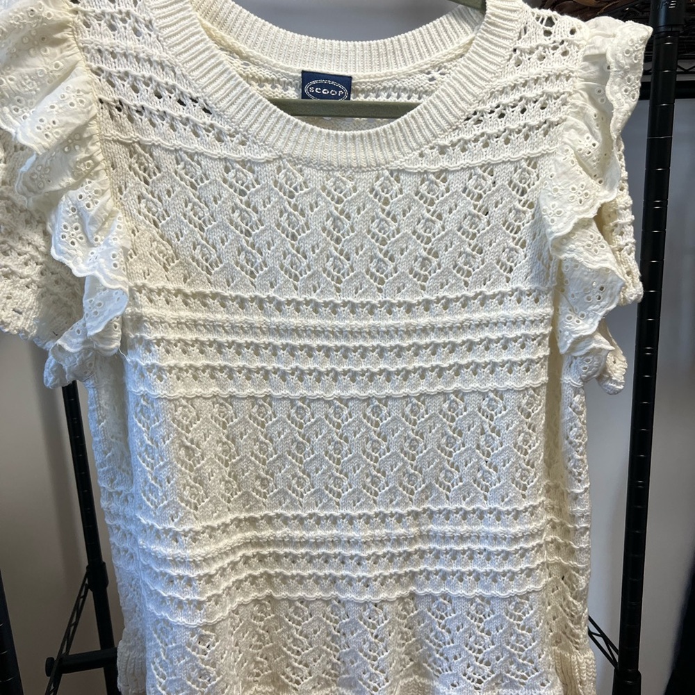 White Lace Ruffle Top